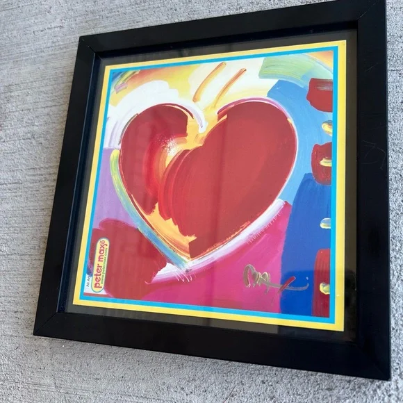 PeterMax “Heart” 2006 PopArt Print Rare Studio Edition Vibrant Colors Framed 8x8